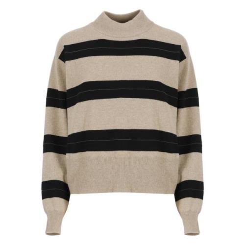 Stribet Uld Cashmere Silke Sweater