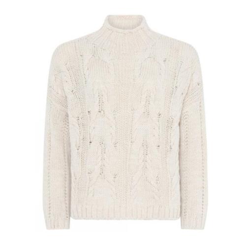 Turtle Neck Cable Strik Trøje Creme