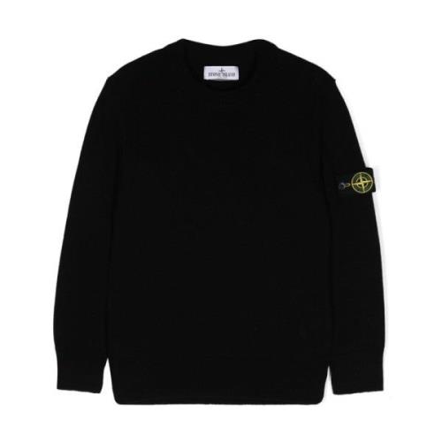 Sort Strikket Crew Neck Sweater