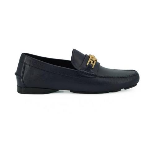 Marineblå Kalveskind Loafers