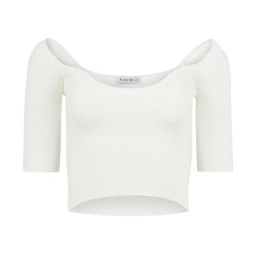 Off White Heart Neckline Cropped Top