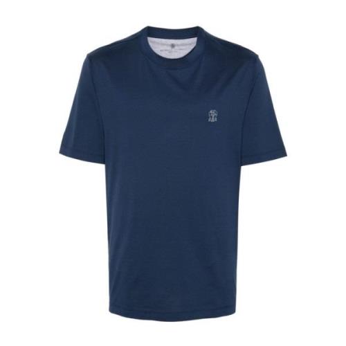 Navy Blue Jersey Crew Neck Logo T-shirt