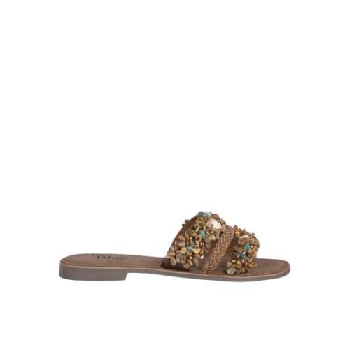 Farverig Perleflad Sandal