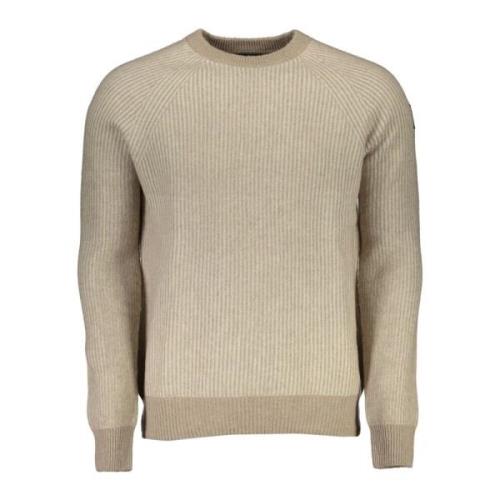 Beige Uld Pullover med Stilfuld Applique