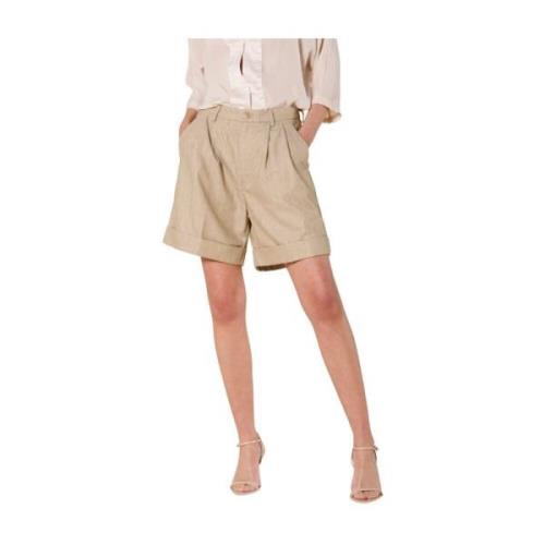 Beige Chino Bermuda med Lurex Stripe