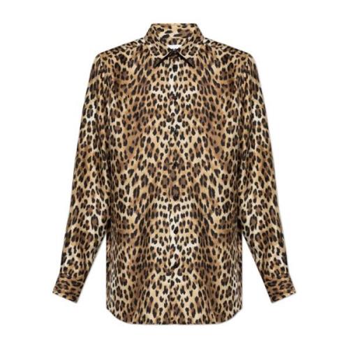 Silkeskjorte med leopardprint