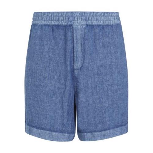 Blå Linned Snøre Shorts