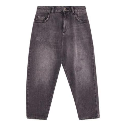 Grå Junior Baggy Jeans med Distressed Detalje