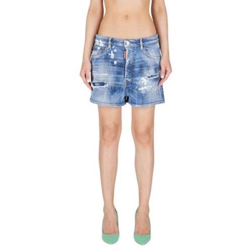 Denim Shorts - Blå, Distressed Stil