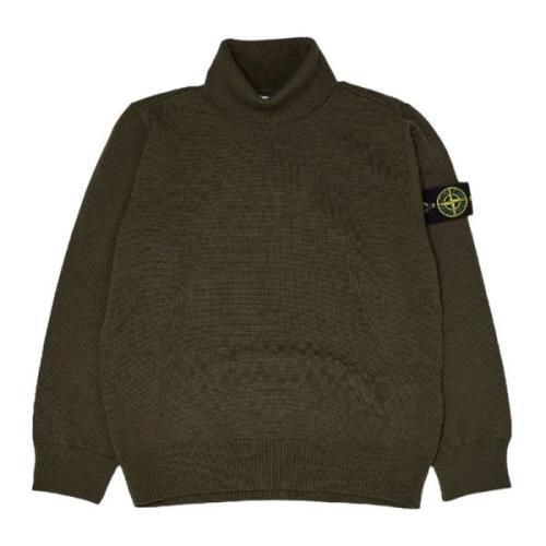 Grøn Strik Høj Hals Sweater