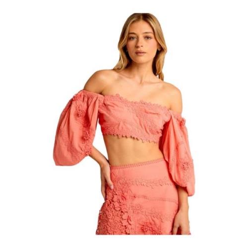 Broderet Blomstret Crop Top