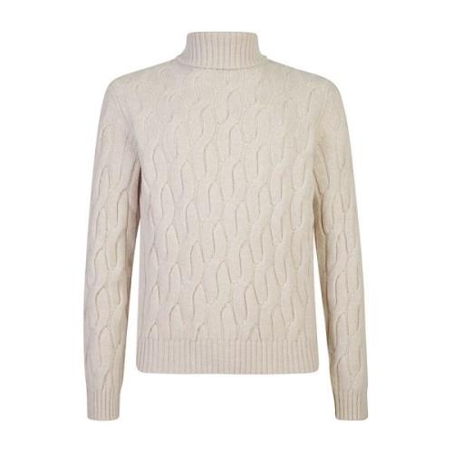 Creme Kabelstrik Højhalset Sweater