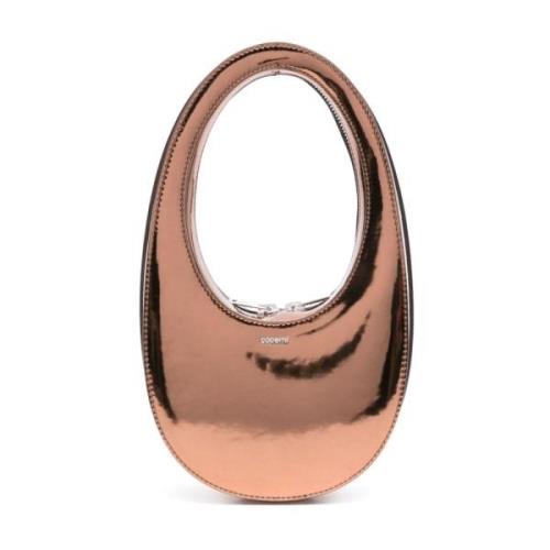 Bronze-tone Mirrored Finish Cirkulær Håndtaske