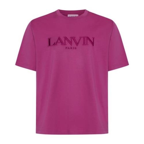 Fuchsia Bomuld T-shirt med Broderet Logo