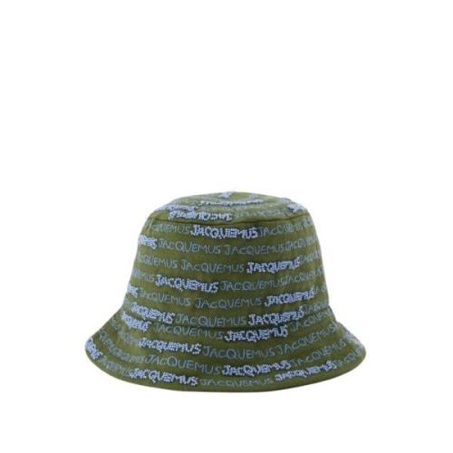 Broderet Bucket Hat - Khaki Bomuld