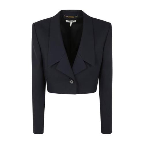 Blå Uld Cropped Blazer