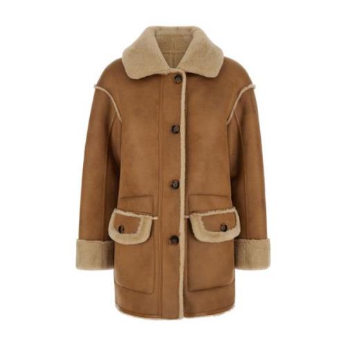 Beige Merino Look Suedette Coat