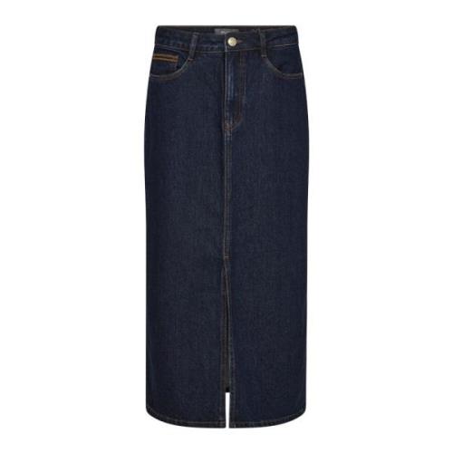 Denim Nederdel med Broderede Detaljer