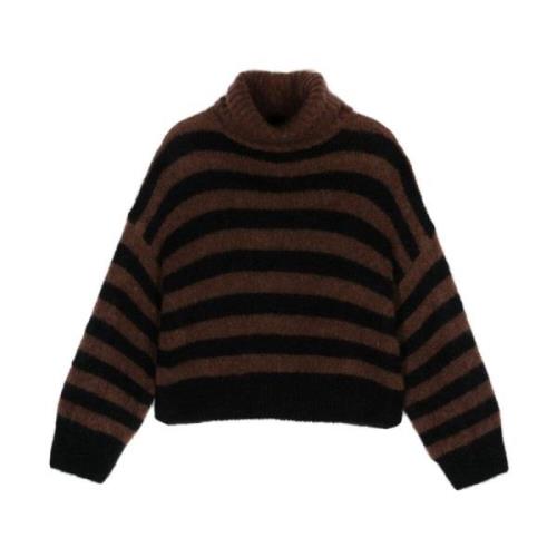 Mohair Blend Stribet Turtleneck Sweater