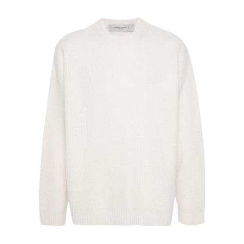 Hvid Ribstrikket Crew Neck Sweater