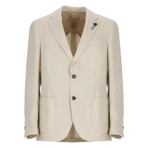 Beige Cashmere Silkejakke Peak Revers