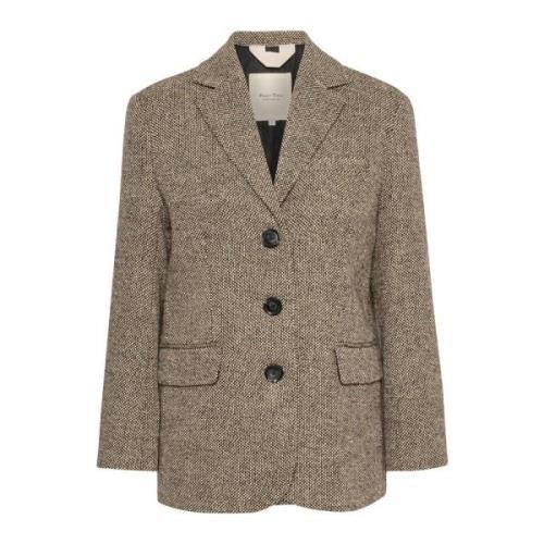 Brun Tweed Mix Jakke Klassisk Stil