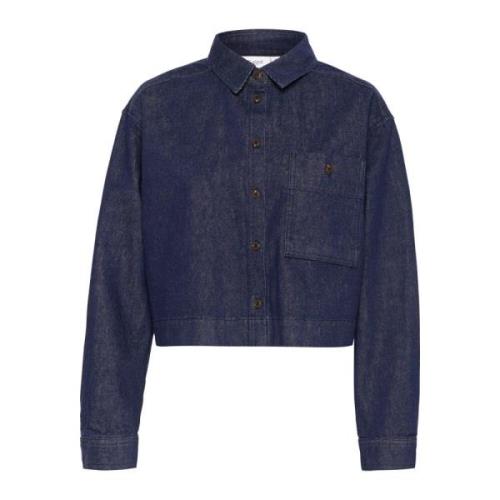 Denim Skjortebluse med Brystlomme