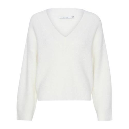 V-Neck Strik Sweater Egret