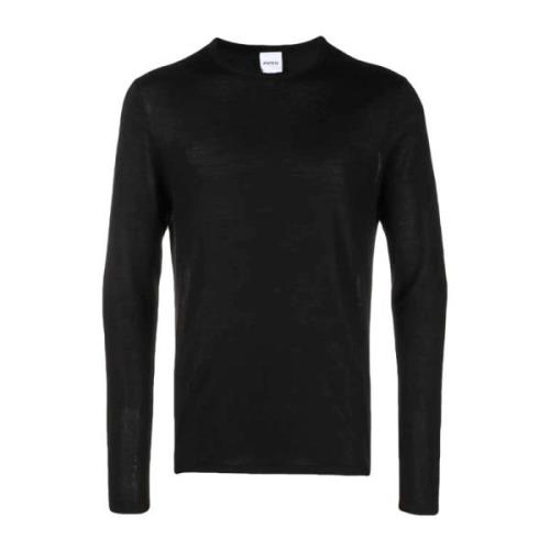 Sort Crew-Neck Uld Sweater