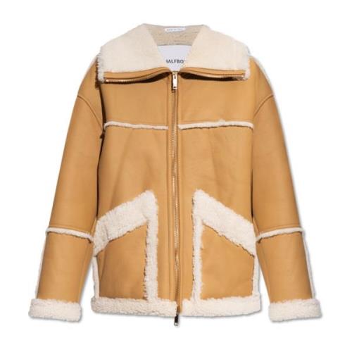 Shearling frakke med lommer