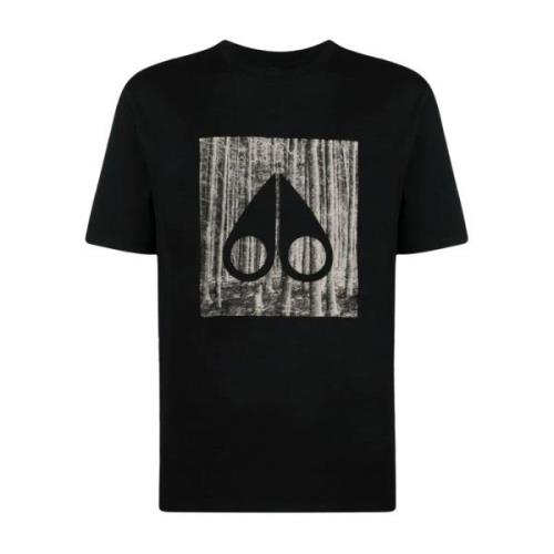 Sort Crew Neck T-shirt med Flocked Logo