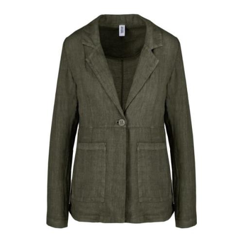 Linned Blazer Kvinders Elegant Stilfuld