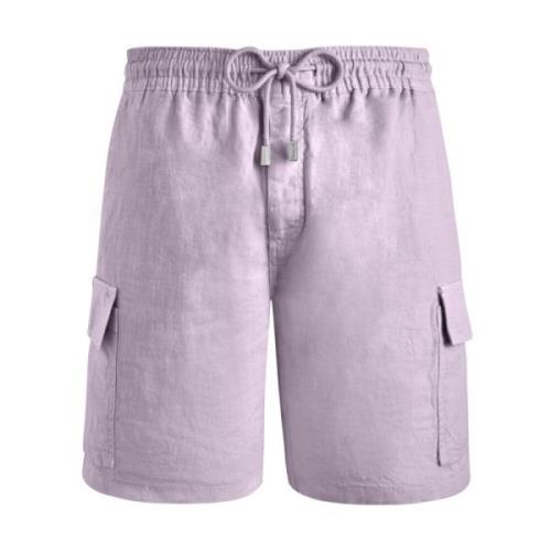 Solide Linned Cargo Bermuda Shorts