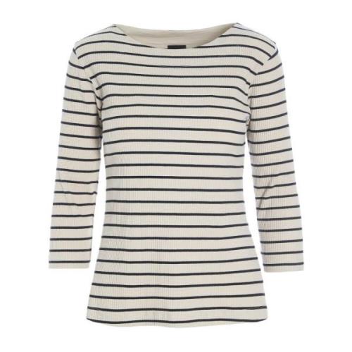 Breton Stripe Bluse Sort/Ivory