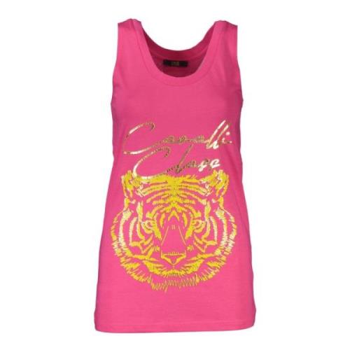 Elegant Pink Bomuld Tank med Logo Print