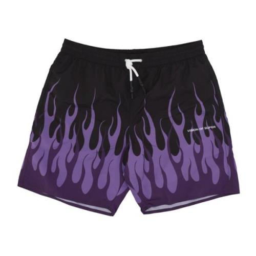 Flames Badeshorts Sort/Lilla