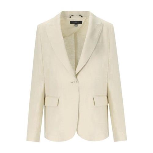 Sand Linnedobbeltbrystet Blazer