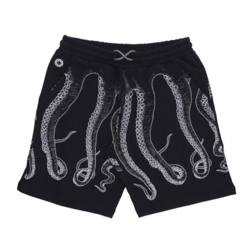 Sort Sweatshorts med Tentakel Print