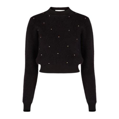 Sort Mohair Sweater med Guld Studs