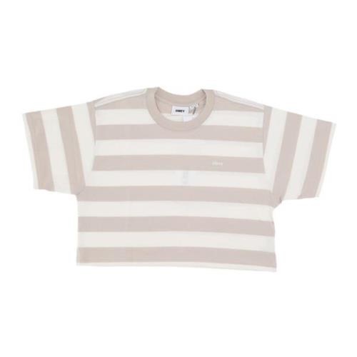 Stribet Cropped Tee Sølvgrå Multi