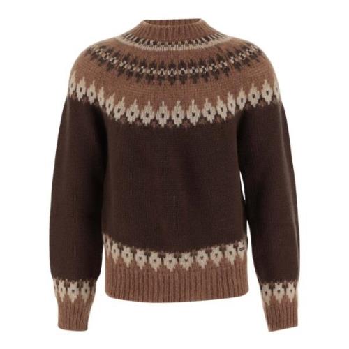 Geometrisk Mønster Uldblanding Rund Hals Sweater