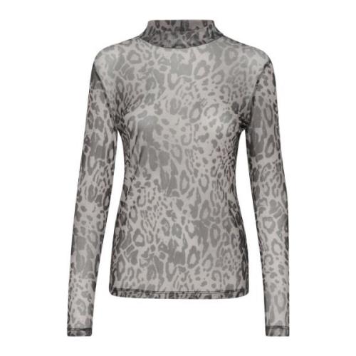 Leopard Mesh Langærmet Top