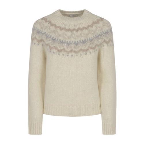 Hvid Alpaka og Uld Sweater med Micropailletter