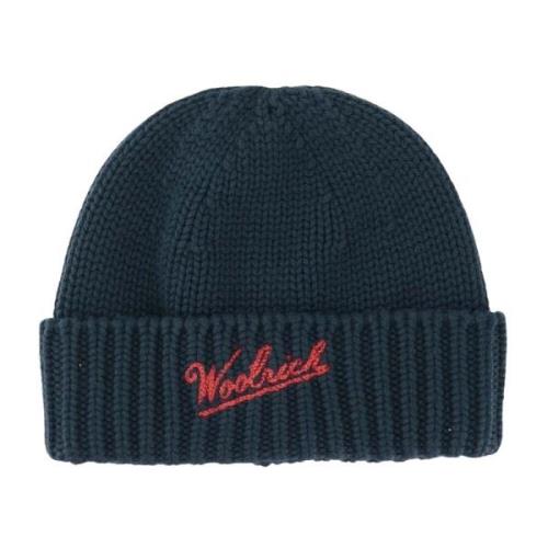 Grøn Uld Beanie med Logo Broderi