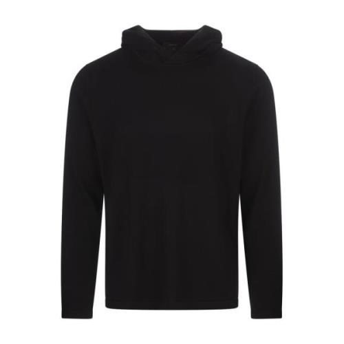 Sort Uld Cashmere Bluse Hættetrøje