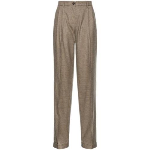 Plaid Wool Blend Trousers