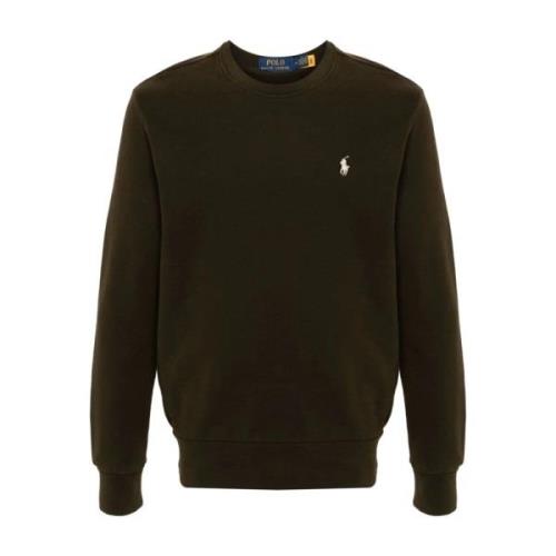 Grøn Crewneck Sweater med Broderet Pony