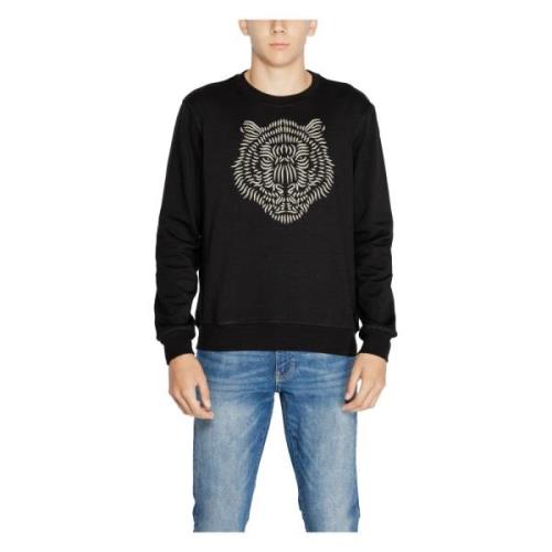 Sort Sweatshirt med All-Over Print