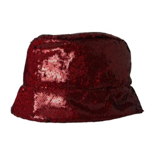 Rød Paillet Bucket Hat