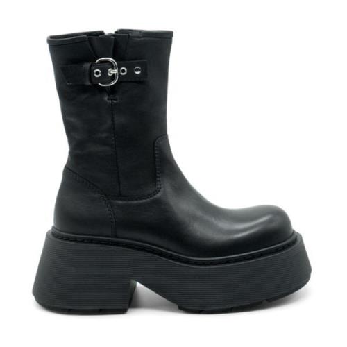 Stribet Biker Boot i Sort